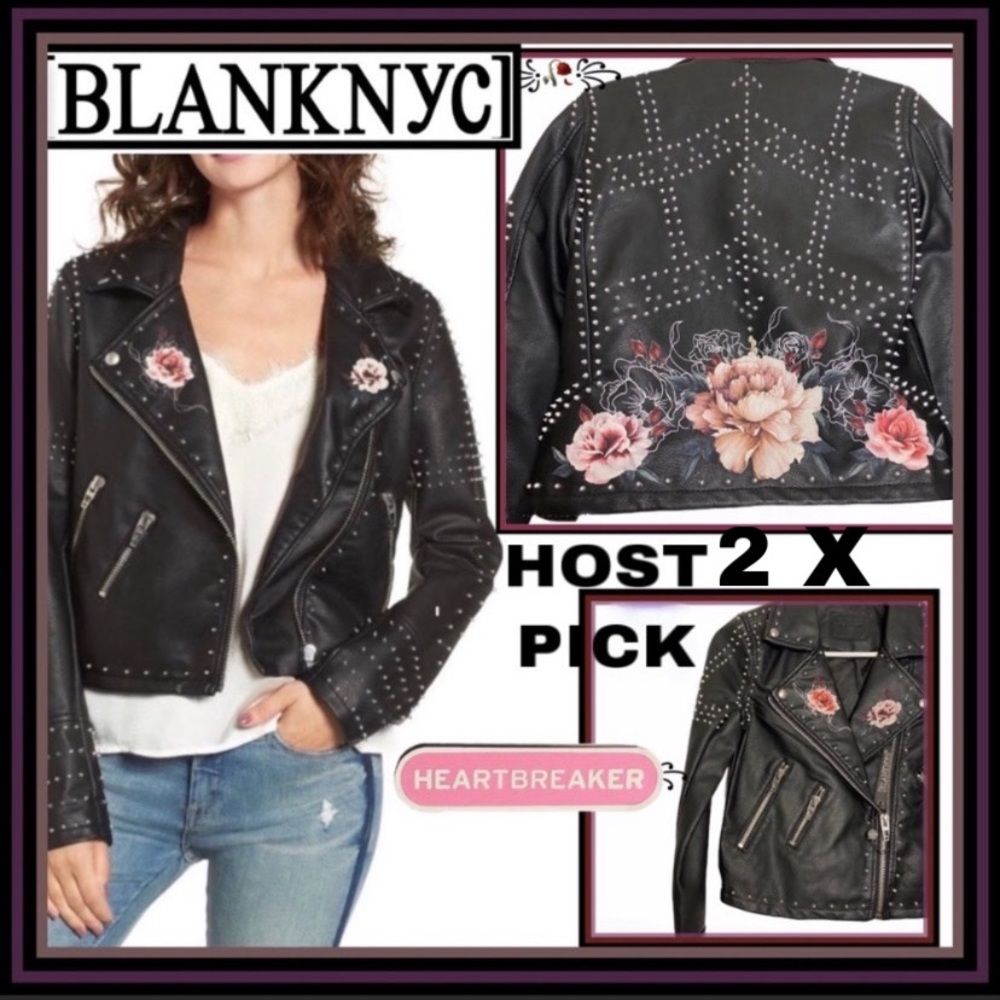NWT BLANK NYC Stud Floral Moto-Jacket Heartbreaker - Picture 1 of 12